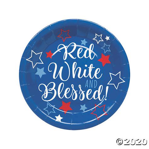 God Bless America Paper Dinner Plates - 8 Ct. | Oriental Trading Fourth Of July Party, Company Party, 4th Of July Celebration, Patriotic Party, Backyard Barbecue, Theme Color, Holiday Paper, Event Themes, Star Spangled