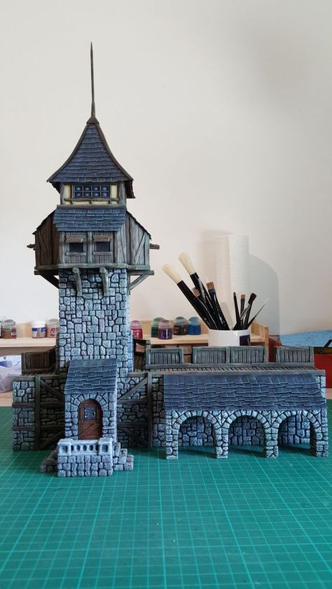 Medieval Tower - 28mm Building - Tabletop - Terrain - Diorama - Wargaming: Hirst Arts, Medieval Tower, Warhammer Terrain, Minecraft Medieval, Game Terrain, Medieval Houses, Dnd Miniatures, Old Trains, Wargaming Terrain