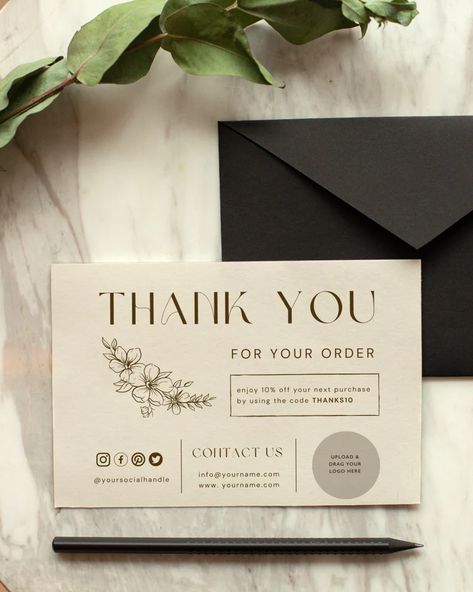 PRINTABLE Thank You Cards Business Template Etsy Small | Etsy Contemporary Branding, Thank You Template, Small Business Cards, Create Your Own Business, Card Templates Printable, Small Business Packaging Ideas, Thank You Card Design, Printable Business Cards, Business Thank You Cards