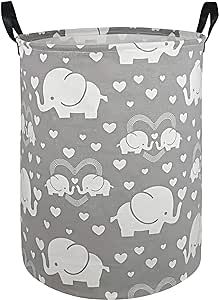 DUYIY 19.7 Inch Round Big Size Canvas Storage Basket with Handle Large Organizer Bins for Dirty Laundry Hamper Baby Toys Nursery Kids Clothes Gift Basket (heart elephant) Clothes Gift Basket, Laundry Basket Dorm, Baby Laundry Basket, Laundry Hamper Storage, Kids Clothes Organization, Large Laundry Hamper, Hamper Gift Basket, Nursery Hamper, Collapsible Laundry Basket