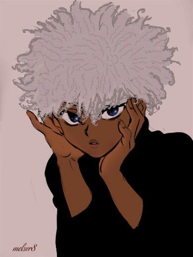 Black Killua Pfp, Black Hxh Characters, Black Anime Characters Wallpaper, Anime Black People, Poc Icons, Blasian Edits, Poc Anime, Blk Edits, Poc Edits