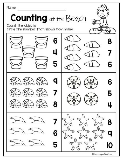 Pre-k Back To School Math & Literacy - Made By Teachers 681 Summer Math Worksheets, Pre K Math Worksheets, Pre K Math, Pre K Worksheets, Guiding Principles, Homework Worksheets, Free Printable Math Worksheets, Beach School, Summer Math