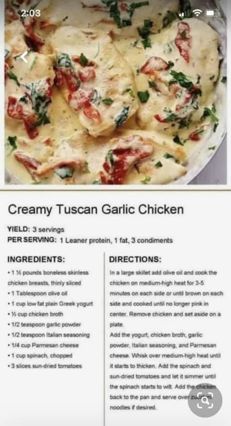 Optavia Chicken, Lean Dinners, Octavia Recipes, Healthy Diners, Optivia Recipes, Optavia Hacks, Fueling Hacks, Optavia Meals, Creamy Tuscan Garlic Chicken