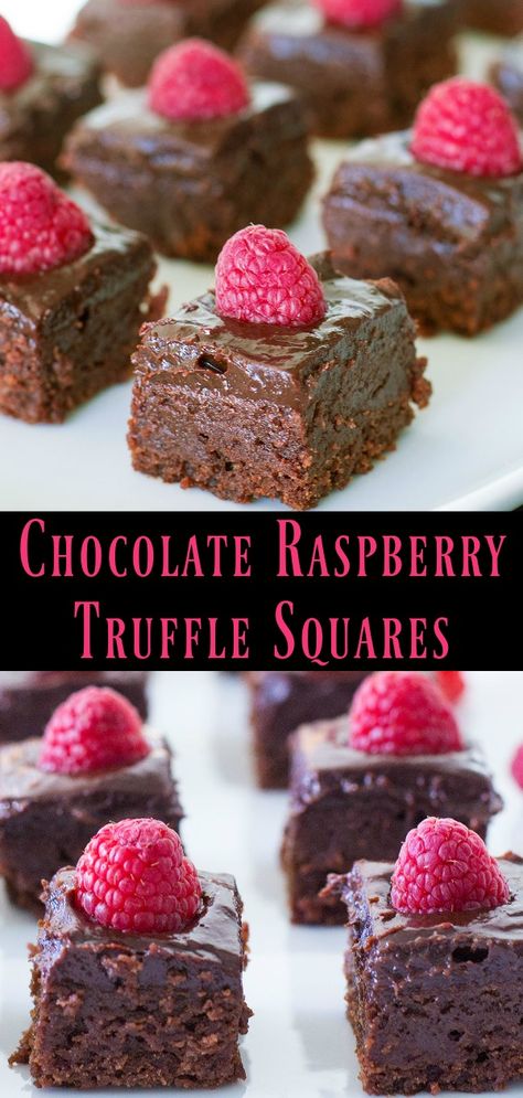 Rich and Delicious Chocolate Raspberry Truffle Squares Chocolate Raspberry Jam, Raspberry Squares, Raspberry Truffle, Craving Chocolate, Raspberry Desserts, Desserts Ideas, Easy Chocolate Desserts, Square Recipes, Raspberry Recipes