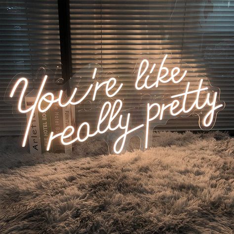 Neon Signs You are Like Really Pretty-Transparent Acrylic with Dimmers Light Signs Indoor Bedroom Decor Wall Led Neon Sign Backdrop Flex 29.9×13.7 IN Bar Christmas Party Wedding Living Room Warm White Neon Sign Backdrop, Euphoria Style, You're Like Really Pretty, Pink Led Lights, Youre Like Really Pretty, Neon Wall Signs, Living Room Warm, Light Up Signs, Business Decor