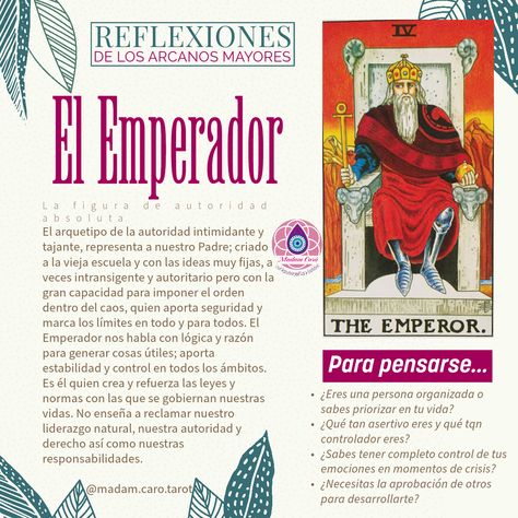 ¿Qué nos cuenta el tarot? ¿Cómo puede ayudarnos en la búsqueda del autoconocimiento y evolución. ¿Cómo manifestamos muestra autoridad y marcamos los límites con los demás como el Arcano Mayor: El Emperador? Aquí te lo explico. #tarot #arcanosmayores #energia #elemperador#historiadeltarot #evolucion #goodvibes #tarotlove#crecimientopersonal #autoridad #consciencia#responsabilidades #creerparacrear Fuente: Tarot para la Vida, Paul Quinn Witches Coven, Tarot Significado, Witch Coven, Tarot Tips, Tarot Card Meanings, Coven, Tarot Cards