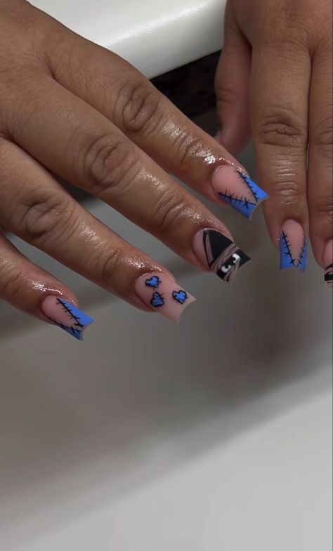 By @naildbyjuli Blue Halloween Nails, Blue Halloween, Cute Acrylic Nail Designs, Long Acrylic, 15th Birthday, Cute Acrylic Nails, Acrylic Nail Designs, Nail Artist, Halloween Nails