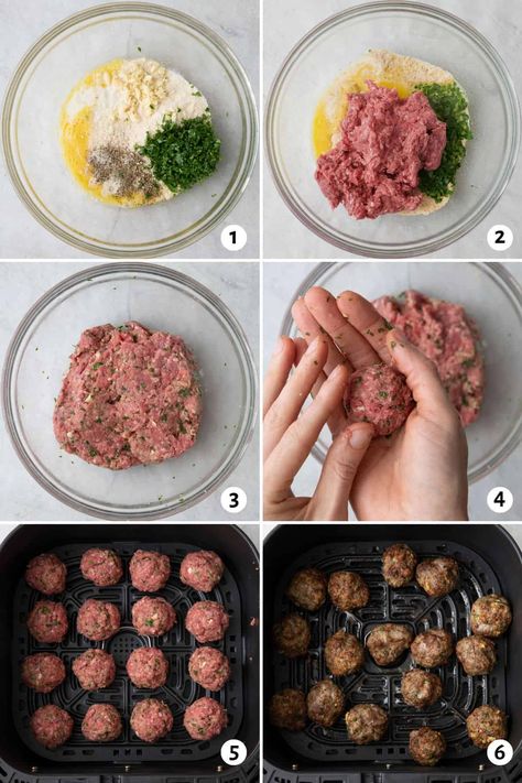 Beef Meatballs Air Fryer, Easy Meatball Recipes Air Fryer, Ground Beef Meatballs Air Fryer, How To Make Meatballs In Air Fryer, Diy Meatballs Ground Beef, Air Fryer Minced Beef Recipes, Air Fried Meatballs, Ground Beef Air Fryer Recipes, Ground Beef Air Fryer