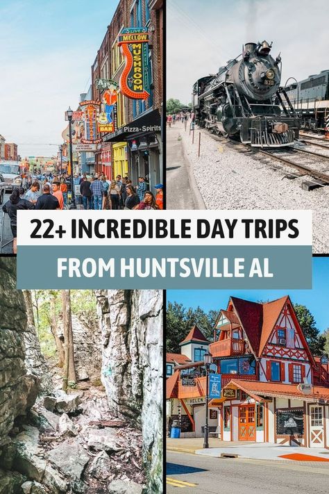 In this article, we share 22+ incredible day trips from Huntsville, Alabama, including day trips during spring, summer, fall, and winter, best cities for day trips, best hiking trails and waterfalls, swimming day trips, adventure activities, small towns, historical sights, and more in Alabama, Georgia, and Tennessee. Read more on theunknownenthusiast.com Beautiful Places In Usa, Best Romantic Getaways, Alabama Vacation, Alabama Travel, Best Weekend Getaways, Georgia Travel, Huntsville Alabama, Couples Vacation, Us Road Trip