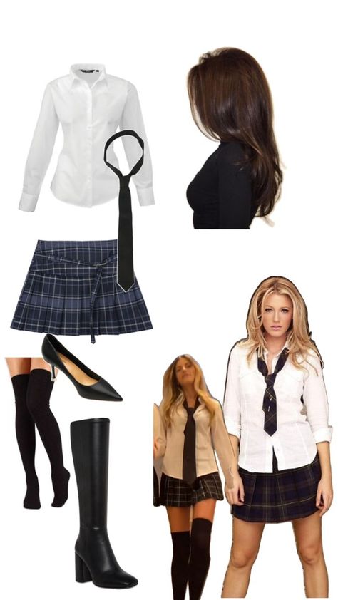 Blair Et Serena, Necktie Outfits For Women, Modest Streetwear, Modest Street Fashion, Street Fashion Inspiration, Classy Halloween Costumes, Halloween Coustumes, Gossip Girl Outfits, Edgy Looks