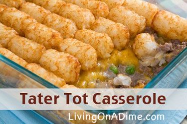 Our family’s favorite! Looking for an easy and inexpensive dinner you can make ahead? You can mix up this Tater Tot Casserole Recipe in less than 5 minutes for less $2.50 for the entire family! Click here to get this yummy #recipe http://www.livingonadime.com/tater-tot-casserole/ Hamburger Tater Tot Casserole, Easy Tater Tot Casserole, Tastee Recipe, Tater Tot Casserole Recipes, Tot Casserole, Tater Tot Casserole, Ground Beef Casserole, Tater Tots, Beef Casserole