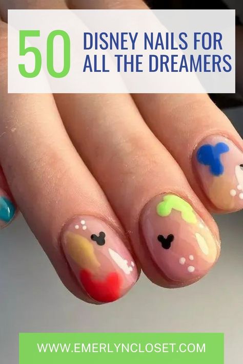 Disney nails + summer disney nails + disney nail designs Daisy Duck Nails Disney, Pretty Disney Nails, Disney Inspired Nail Art, Donald Duck Nails, Summer Disney Nails, Mickey Mouse Nail Design, Simple Disney Nails, Disney Manicure, Disney World Nails