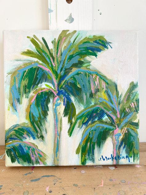 Painting Palm Trees Acrylics, Palm Tree Abstract Painting, Acrylic Palm Tree, Oil Pastel Palm Tree, Paintings Of Palm Trees Tropical, Tree Abstract, Painting 101, Tropical Art Print, Tree Watercolor Painting