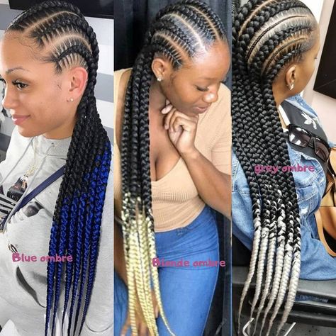 Cornrow Wig, Ombre Braid, Feed In Braids Hairstyles, African Hair Braiding Styles, Feed In Braid, Box Braid, Box Braids Styling, Two Braids, Braided Wig