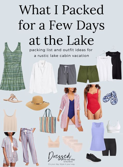 What To Wear To A Lake House, Lake House Outfits Summer Casual, Weekend At The Lake Outfit, Lake Trip Outfits Summer, River Trip Outfit, Cabin Getaway Outfit, Cute Lake Outfits, Cute Lake Outfits Summer, Lake House Outfits Summer