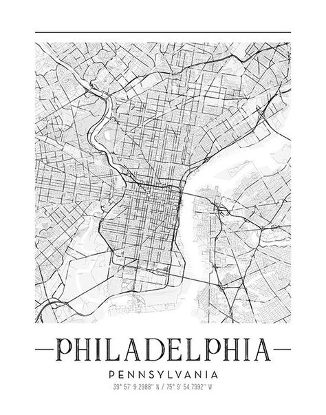 Philadelphia City Map | Philadelphia City | Philadelphia Print | Philadelphia Wall Art | Map Print | Printable Map | Black and White Map Philadelphia Wall Art, Philadelphia Print, Philadelphia Map, Philadelphia City, Map Black And White, Printable Maps, Map Poster, City Map, Map Art