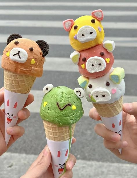 Ice Cream Car, Ice Cream Menu, Food Art For Kids, Ice Cream Pops, Yummy Ice Cream, Kawaii Cooking, Food Street, Cute Snacks, Cute Food Art