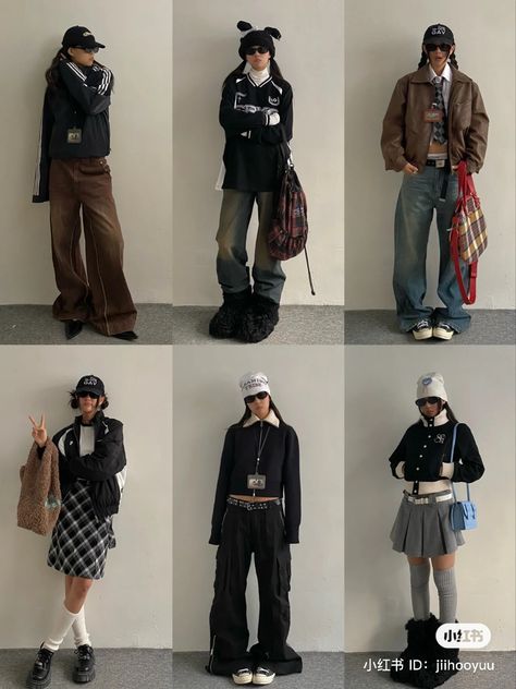 Fully credit to right owner Art Student Fashion, Korean Streetwear Fashion Women, Japanese Outfits Street Style, Korean Street Fashion Women, Japanese Streetwear Women, Geek Outfits, Japanese Winter Fashion, Harajuku Winter, Tokyo Streetwear