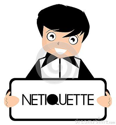 image-representing-boy-holding-sign-which-word-netiquette-written-illustration-can-be-used-to-talk-netiquettes-rules-education-etiquette-to-use-internet-different-projects Netiquette Poster, Holding Sign, Online Communication, Communication, Internet, Social Media, Education, Collage, Pins