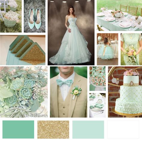 Mint Green And Gold Wedding Theme, Aqua And Gold Wedding, Mint Wedding Theme, Mint Green And Gold Wedding, Gold And Mint Wedding, Seafoam Green Wedding, Mint And Gold Wedding, Mint Gold Weddings, Shower Colors