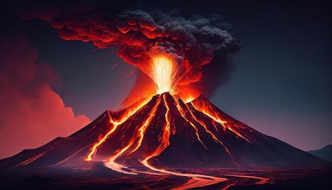 Foto grátis montanha em erupção vomita c... | Free Photo #Freepik #freephoto #hello #lava #inferno #paisagem-escura Volcanic Eruption Brochure, Cinder Cone Volcano, Kingdom Of Atlantis, Volcano Pictures, Mountain Night, Erupting Volcano, Free Kids Books, Volcano Eruption, Dark Landscape