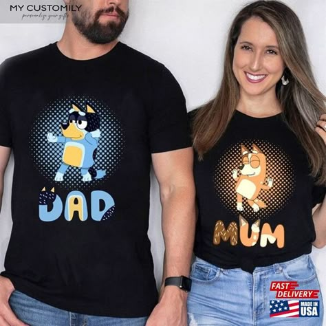 Custom Dad Mom Bluey Sweatshirt Tshirt Shirt Unisex Check more at https://mycustomily.com/product/custom-dad-mom-bluey-sweatshirt-tshirt-shirt-unisex/ Fiesta Bluey, Mom Tees, Bingo, Sweatshirts, T Shirt, Quick Saves, Mariana