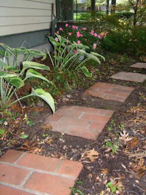 Garden Stepping Stones Brick Stepping Stones, Paver Installation, Painted Pavers, Homemade Garden, Personal Garden, Stepping Stone Paths, Flagstone Path, How To Install Pavers, Small Fence