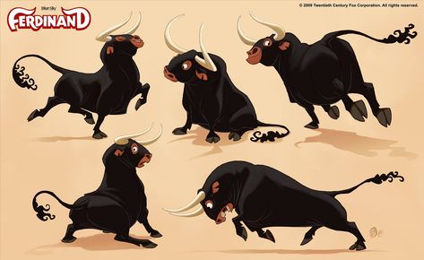 Ferdinand concept art by Sergio Pablos Buffalo Character Design, Cow Concept Art, Bull Concept Art, Bull Character Design, Cow Character Design, Sergio Pablos, The Peanuts Movie, Otto Schmidt, Animal Caricature