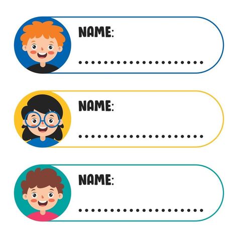 Name Tags For School, Kindergarten Name Tags, Kindergarten Names, Student Name Tags, Name Tag For School, Nametags For Kids, Desk Name Tags, Name Tag Templates, Subject Labels