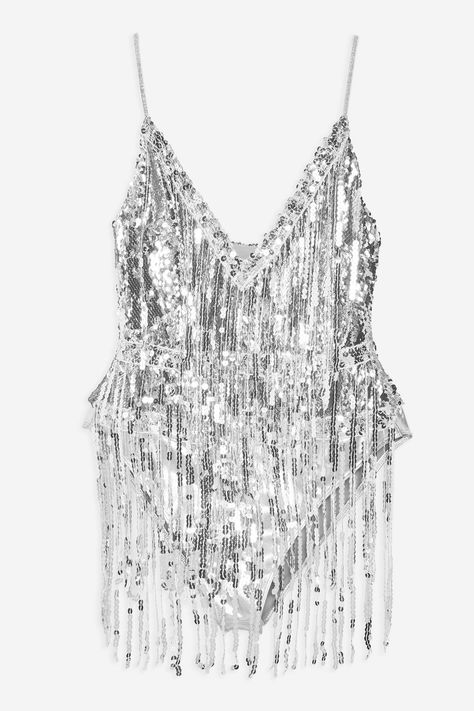 Sequin Fringe Bodysuit by Moon Dreamers - New In Fashion - New In - Topshop Moon Dreamers, Fringe Bodysuit, Sequin Bodysuit, Concert Fashion, Trumpet Dress, Stage Outfit, Topshop Jeans, Long White Dress, Topshop Outfit