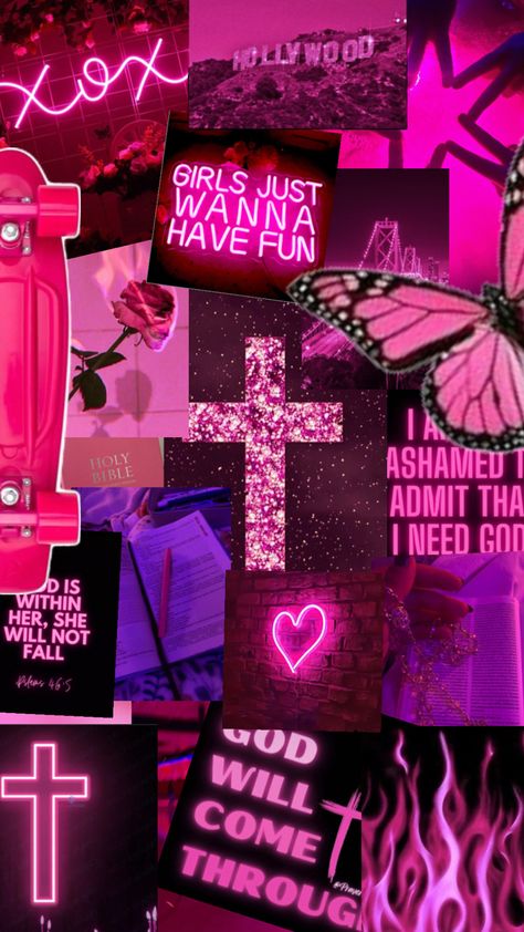 Hot Pink Wallpaper With Quotes, Hot Pink Christian Wallpaper, Christian Girly Wallpapers, Girly Wallpaper Iphone Aesthetic, Aesthetic Wallpaper Jesus, Pink God Wallpapers, Collage Wallpaper Pink, T Wallpaper Letter Iphone, Hot Pink Wallpaper Iphone