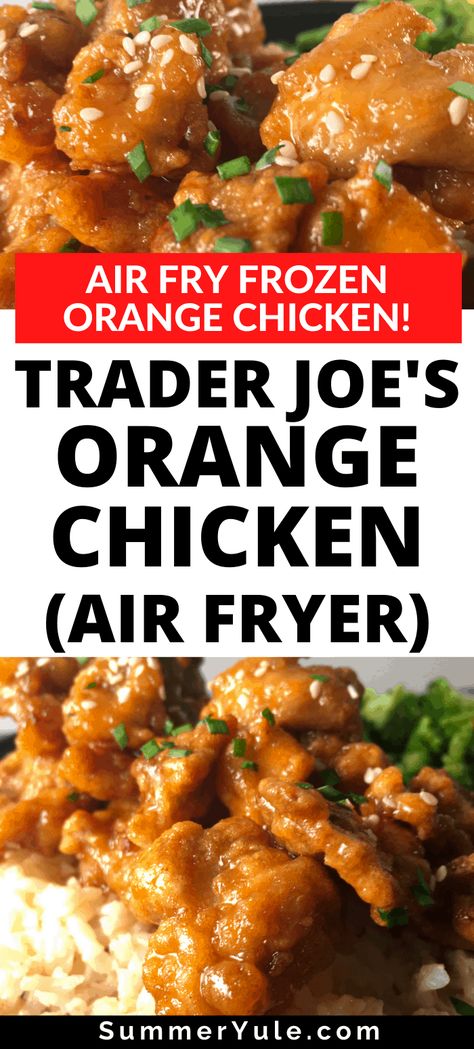 Want to know the BEST way to cook Trader Joe’s orange chicken? Use an air fryer, of course! This Trader Joe’s orange chicken air fryer recipe makes deliciously crunchy orange chicken. You’ll love how easy air fryer frozen orange chicken is to make- air fry it in 12 minutes! Come see why Trader Joe’s Mandarin Orange Chicken is consistently voted a customer favorite at Trader Joes! #traderjoes #airfryer #airfrying #orangechicken #chickenrecipes #dinner #under30minutes Mandarin Orange Chicken, Orange Chicken Trader Joes, Trader Joe Air Fryer Recipes, Air Fried Orange Chicken, Air Fryer Orange Chicken, Air Fryer Orange Chicken Recipe, Air Fry Orange Chicken, Orange Chicken Air Fryer Recipe, Trader Joes Air Fryer Recipes