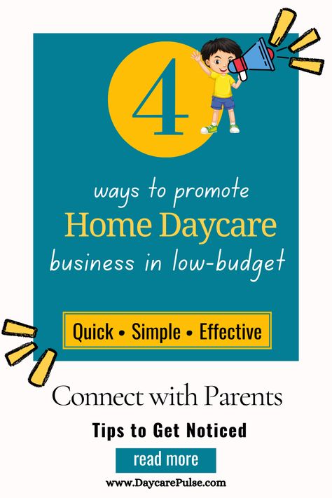 Running a home daycare is a demanding job, and you don't have time and money to waste on ineffective marketing strategies. Just stick with these 4 quick-response and simple marketing ideas to reach more parents and get more enrollments without breaking the bank. #HomeDaycare #businessplan #daycaremarketing #daycarepromotion Starting Daycare, Advertisement Ideas, Daycare Logo, Daycare Business, Home Day Care, Google Website, Home Daycare, Swot Analysis, Tv Ads