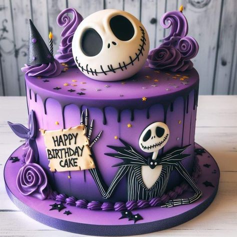 The Nightmare Before Christmas Birthday Cakes, Sally And Jack Birthday Party, Tim Burton Cake Ideas, Jack Skellington Birthday Cake, Jack And Sally Birthday Party, Jack Skellington Cupcakes, Jack Skellington Cake Birthdays, Sally Birthday Party, Halloween Cakes Birthday