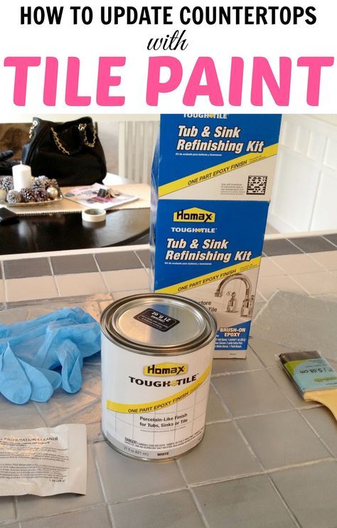 How to paint tile countertops! This is SO great for outdated kitchens and bathrooms. So glad I found this! Paint Tile Countertops, Tile Tub, Paint Tile, Kitchen Remodel Countertops, Tile Counters, Deco Champetre, Tile Countertops, Up House, Bathroom Redo