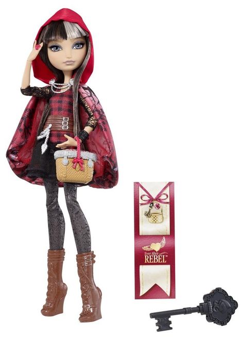 Ever After High Cerise Hood Fashion Doll Only $10.41! (lowest price) Ever After High Cerise Hood, Long Brown Boots, Ever After High Rebels, Cerise Hood, Ever After Dolls, Dark Red Lips, Brown Gloves, Red Stockings, Dolls For Sale