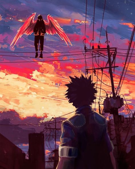 PLUS ULTRA⭐️ on Instagram: “This art is on a whole other level  Cred to sleepwalkersqueen () !!!! ✨ Tags✨  #bnha #mha #bokunoheroacademia #myheroacademia #midoriya…” Ao3 Wallpaper, Hawks Background, Alena Aenami, Keigo Takami, My Hero Academia Shouto, Hero Wallpaper, My Hero Academia Memes, Buko No Hero Academia, My Hero Academia Episodes