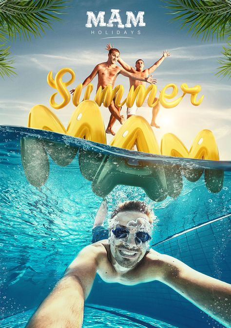 Water Park Creative Ads, Summer Ads, Travel Advertising Design, Travel Advertising, Travel Ads, Social Media Advertising Design, Flyer Design Inspiration, Graphic Design Ads, Poster Design Inspiration