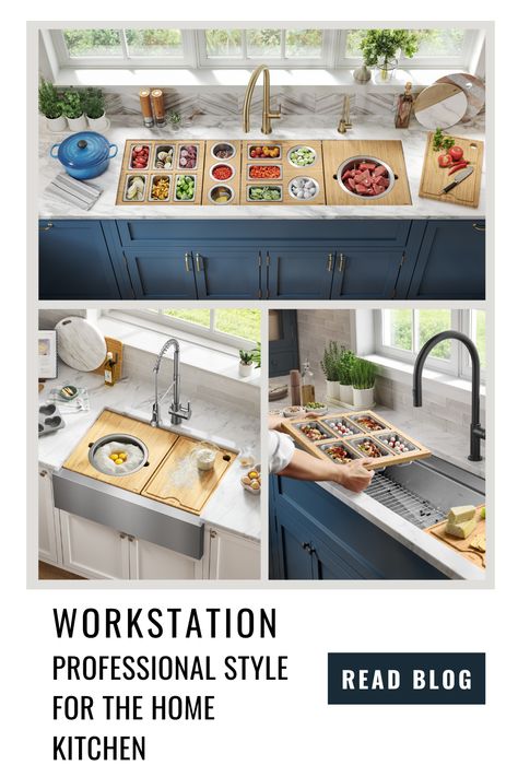 Kraus Sink Accessories, Working Sink Kitchen, Kitchen Sink Station, Kitchen Prep Station Ideas, Workstation Kitchen Sinks, Ruvati Workstation Sink, Work Station Kitchen Sink, Kraus Workstation Sink, Dream Kitchen Must Haves