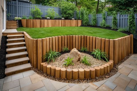 Backyard on a Slant? 8 Creative Ways to Level Your Slope - Gardening Latest Slope Gardening, Leveling Yard, Garden Ideas Uk, Steel Cladding, Sloped Backyard, Waterfalls Backyard, Sloped Garden, Outdoor Gardens Design, Backyard Garden Design