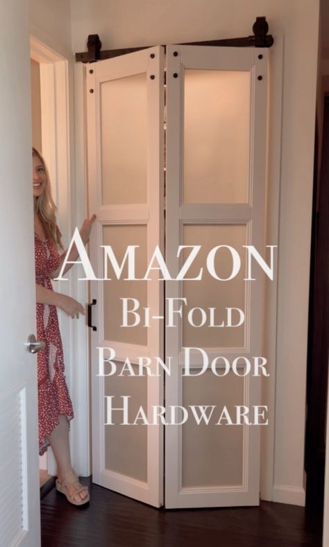 Amazon bifold barn door – Fancy Fix Decor Bifold Bathroom Door, Install Door, Bifold Door Hardware, Folding Patio Doors, Laundy Room, Bathroom Barn Door, Bifold Door, Barn Door Closet, Sliding Folding Doors