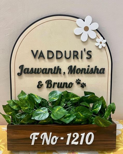 Make a statement from the moment you step foot at your entrance! 🌿Thanks to our customers for sharing these delightful setups🤍 Home Decor, Name Plate, Name Sign, Indian home, Entrance Decor, Housewarming, New Home Indian Home Entrance Decor, Indian Home Entrance, Name Plates For Home, Name Plate Design, Name Boards, Home Entrance, Fiber Board, Wooden Texture, Home Entrance Decor