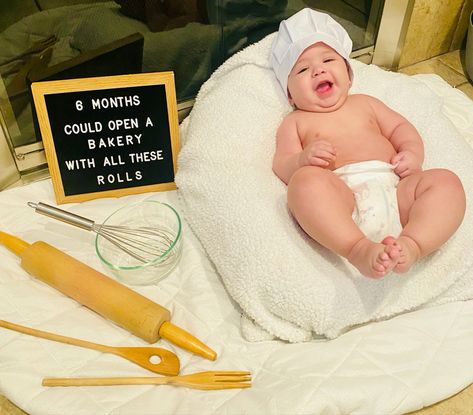 Homemade Rolls Baby Picture, These Rolls Are Homemade Baby Picture, Open A Bakery, Baking Theme, Opening A Bakery, Baby Milestones Pictures, Baby Milestone Photos, Milestone Photos, Birthday Baking