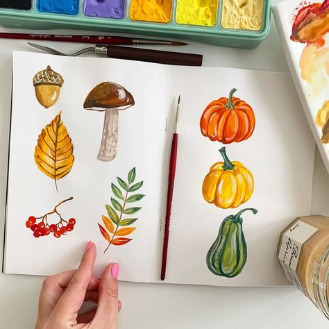 Journal Autumn, Abs Art, Watercolor Video, Autumn Ideas, Record Art, Gouache Art, Artist Aesthetic, Painting Inspo, Clip Arts