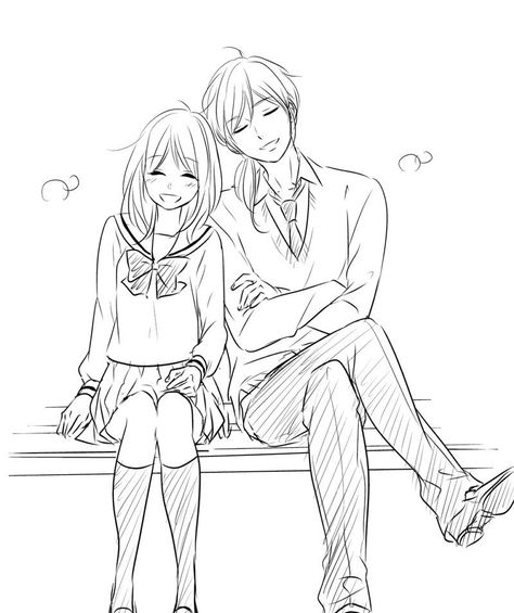 Haru Matsu Bokura Anime Lineart Couple, Couple Pose Art, Anime Couple Drawing, Aya Mitsuki, Poses Manga, Body Ideas, Free Drawing, Sibling Poses, Anime Lineart