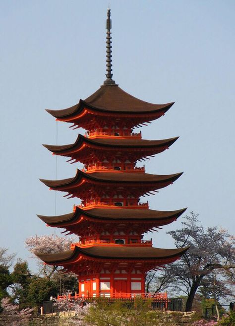 Orange color Pagoda Temple Tattoo, Hanya Tattoo, Chinese Pagoda, Japanese Buildings, Japan Temple, Ancient Chinese Architecture, Japanese Pagoda, Japanese Temple, Asian Architecture