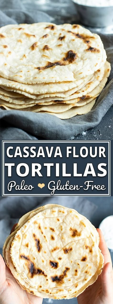 Cassava flour tortillas are easy to make, quick, healthy, vegan, Whole30, and taste as good as a homemade flour tortilla recipe!  Wrap all of your favorite gluten-free and dairy-free ingredients into these homemade Paleo tortillas and enjoy Paleo tacos for lunch or dinner. #evolvingtable #Paleo #tortillas #cassavaflour #whole30 #vegan #tacos #glutenfree Healthy Tortillas, Paleo Tacos, Cassava Flour Tortillas, Paleo Tortillas, Muffins Paleo, Df Recipes, Paleo Snack, Recipes With Flour Tortillas, Gf Food