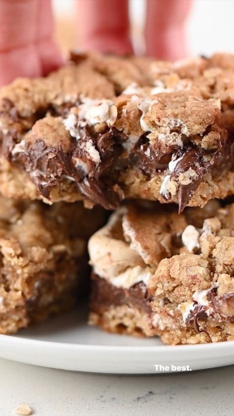 Oatmeal Cookie Bars, S Mores Bars, Marshmallow Chocolate, Chocolate Oatmeal Cookies, Cookie Bar, Chocolate Oatmeal, Oatmeal Cookie, S'mores Bar, Oatmeal Cookies