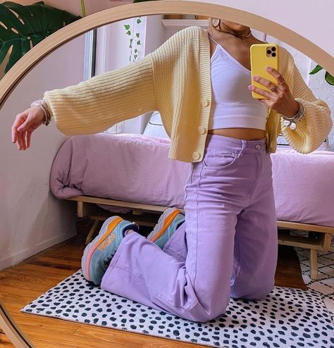 Colofour Outfit, Colourful Everyday Outfits, Colorful Asethic Outfits, Colorful Outfit Inspiration, Pastel Colorful Outfits, Colorful Trendy Outfits, Summer Outfits Pastel Colors, Super Colorful Outfits, Pastel Comfy Outfit