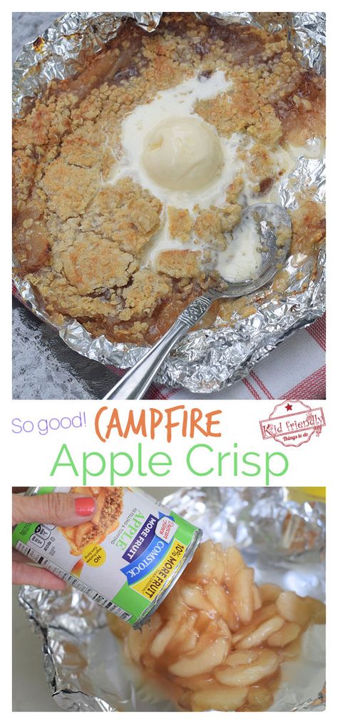 Campfire Apple Crisp, Apple Crisp Cheesecake, Grilled Kabob Recipes, Campfire Desserts, Grilling Recipes Sides, Camping Desserts, Apple Crisp Easy, Pie Filling Recipes, Grilled Meat Recipes